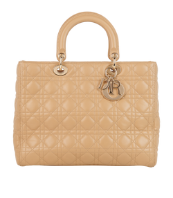 Large Lady Dior,Lambskin,Biege,DB/E,18-MA-0163,3*